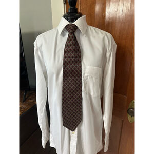 J Z Richards‎ Mens Silk Tie Burgundy Gold Geometric Pattern Formal Dress Tie